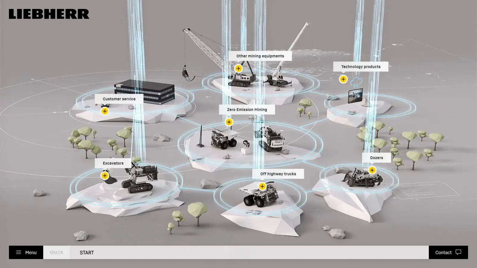 Start-Location LIEBHERR Virtuelle Mine — Hero-Ansicht der interaktiven 3D-Anwendung