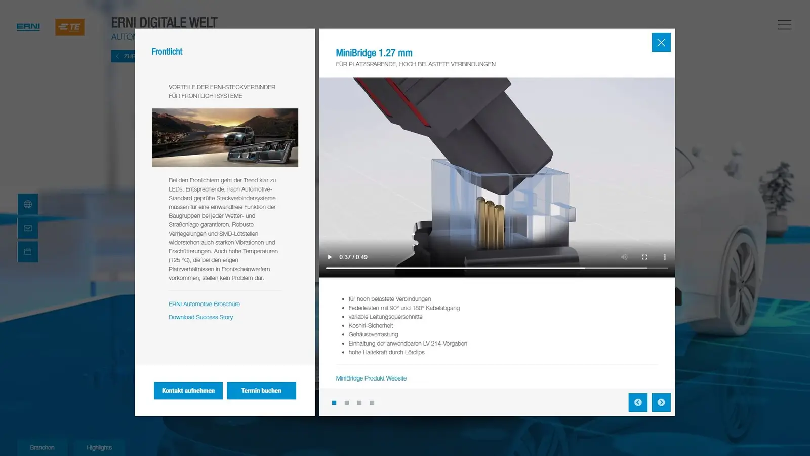 Media ERNI World — Produktdetailansicht Verbindungstechnologie