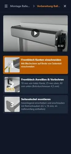 Media PROMOTEC-Anleitung am Smartphone: Vorbereitung der Ballenverkleidung mit Video und aktivem Schritt Kanten einschneiden