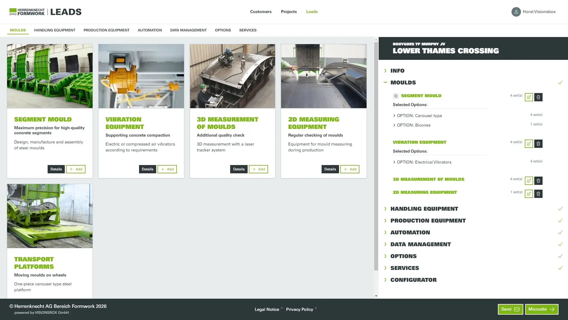 Media HERRENKNECHT Lead-Tool — 3D-Anlagenkonfigurator Interface