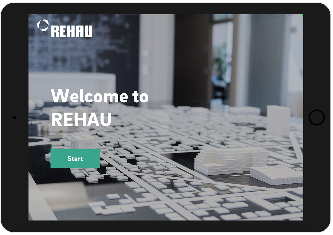 Startbildschirm der REHAU Augmented Reality App